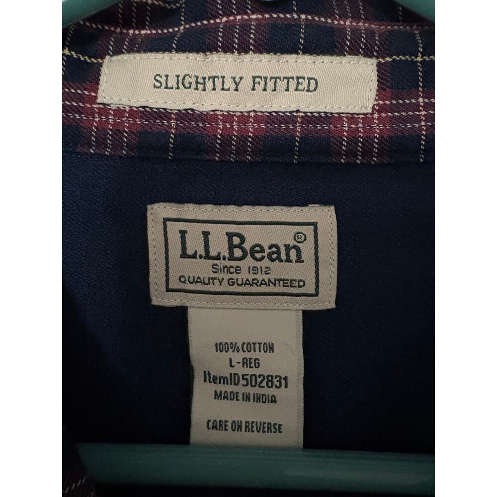 LL Bean Size Large Long Sleeve Plaid Button Up Shirt - Picture 2 of 5